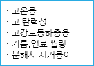 · 고온용
· 고 탄력성
· 고강도동하중용
· 기름,연료 씰링
· 분해시 제거용이